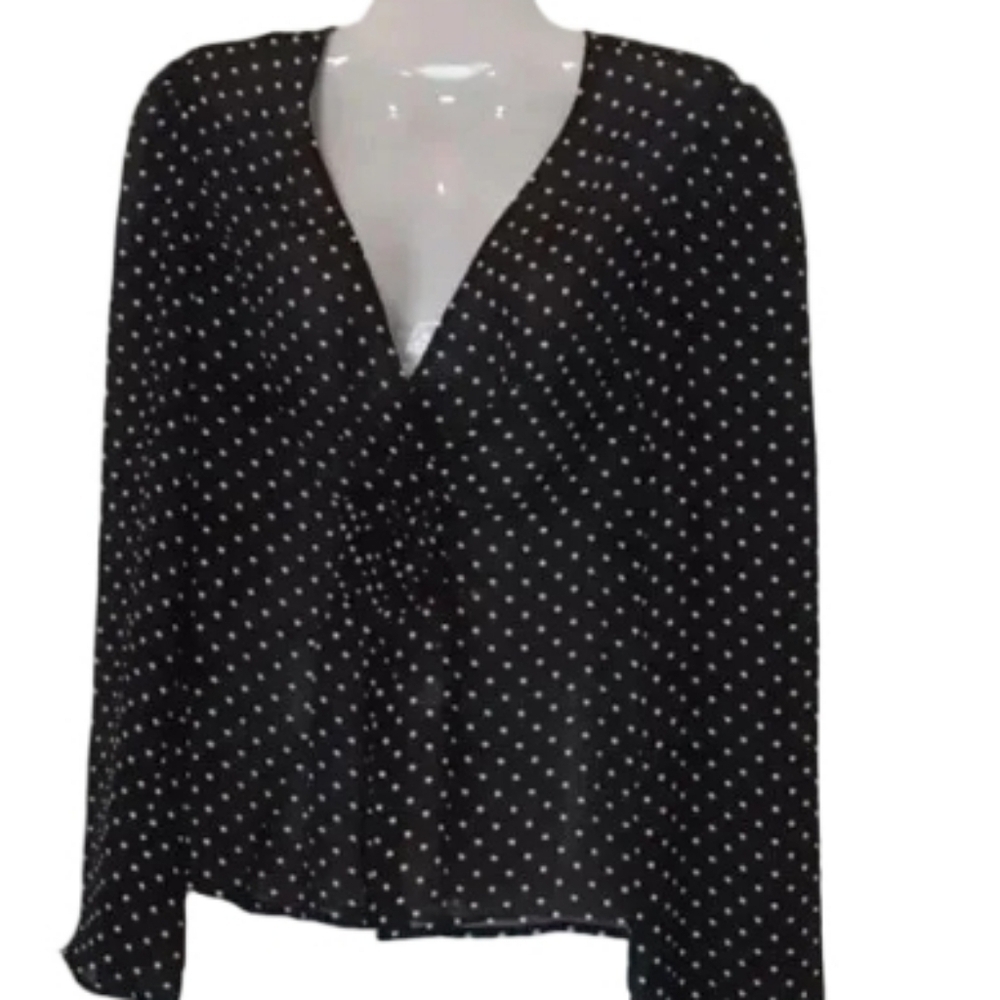 - Moda International POLKADOT Blouse with low vneck cut Women's Size Small